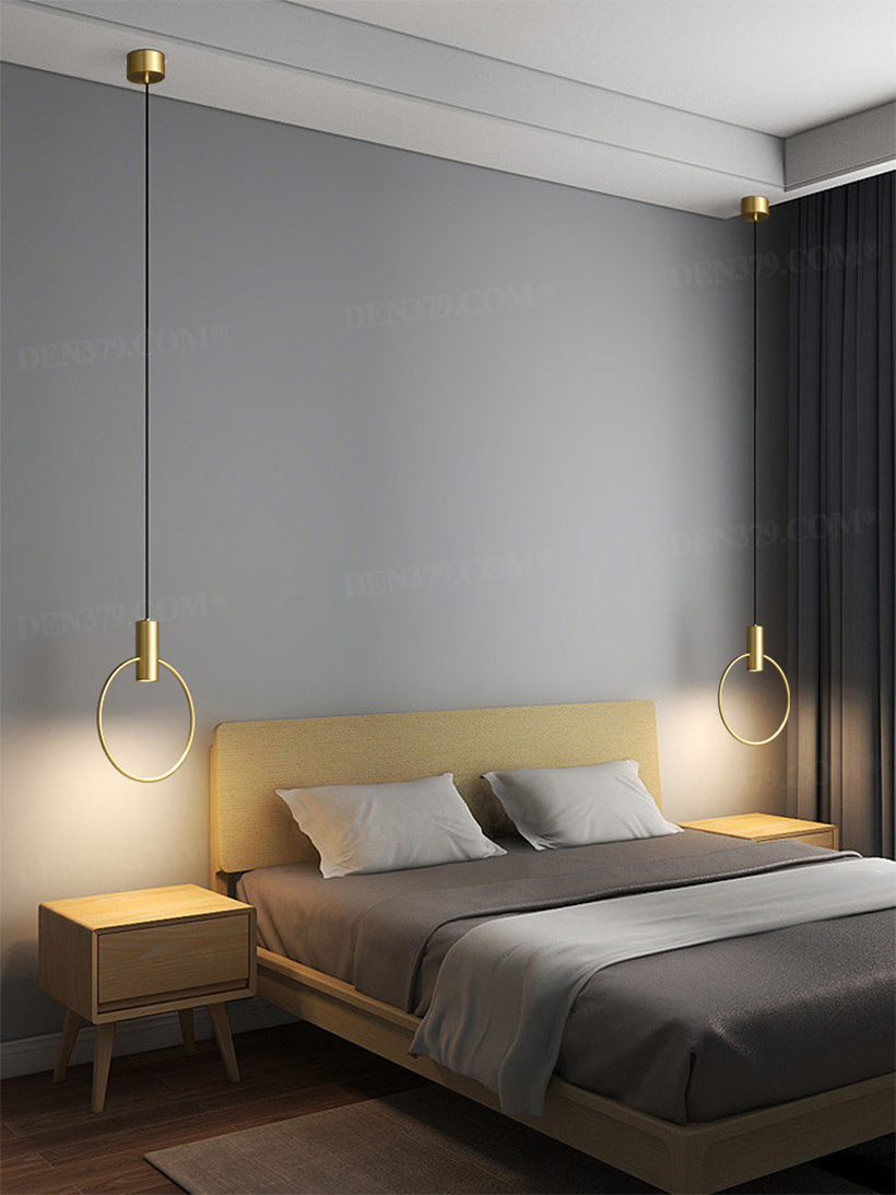 Đèn thả trần đồng hình tròn ống rọi phong cách tối giản 66386
