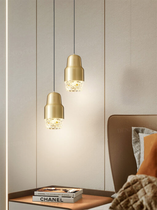 Đèn thả bằng đồng chao acrylic tổ ong 66397