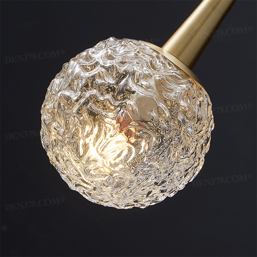 Đèn thả bằng đồng nguyên chất chụp thủy tinh hoa văn nổi 66640