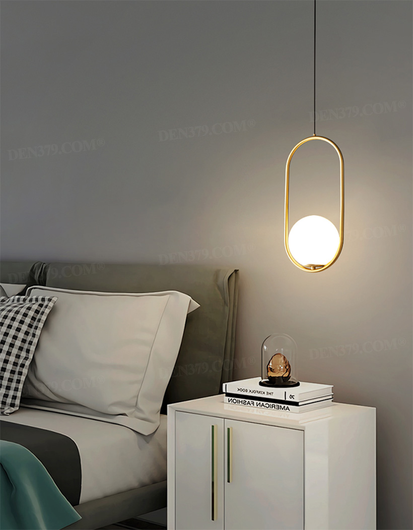 Đèn thả trang trí bàn ăn, phòng khách, phòng ngủ khung đồng chụp thủy tinh 66836