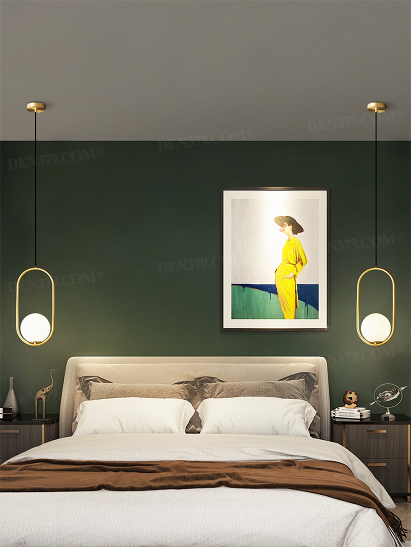Đèn thả trang trí bàn ăn, phòng khách, phòng ngủ khung đồng chụp thủy tinh 66836