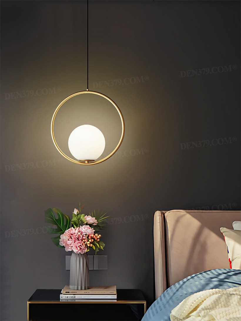 Đèn thả trang trí bàn ăn, phòng khách, phòng ngủ khung đồng chụp thủy tinh 66836
