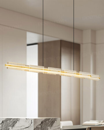 Đèn thả trần bằng đồng chao thủy tinh tối giản 66876