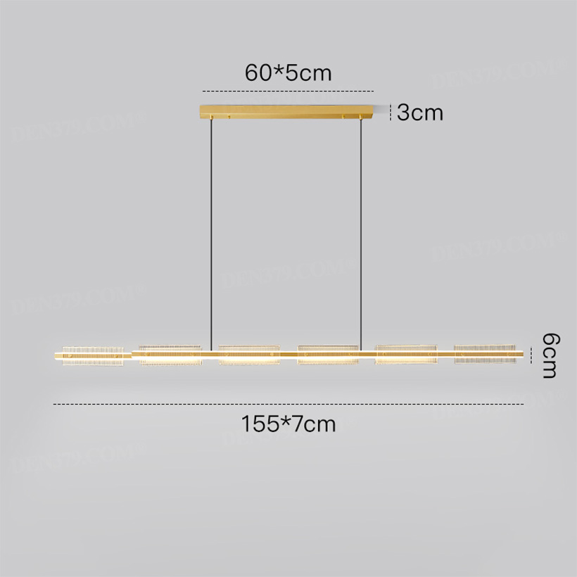 Đèn thả trần bằng đồng chao thủy tinh tối giản 66876