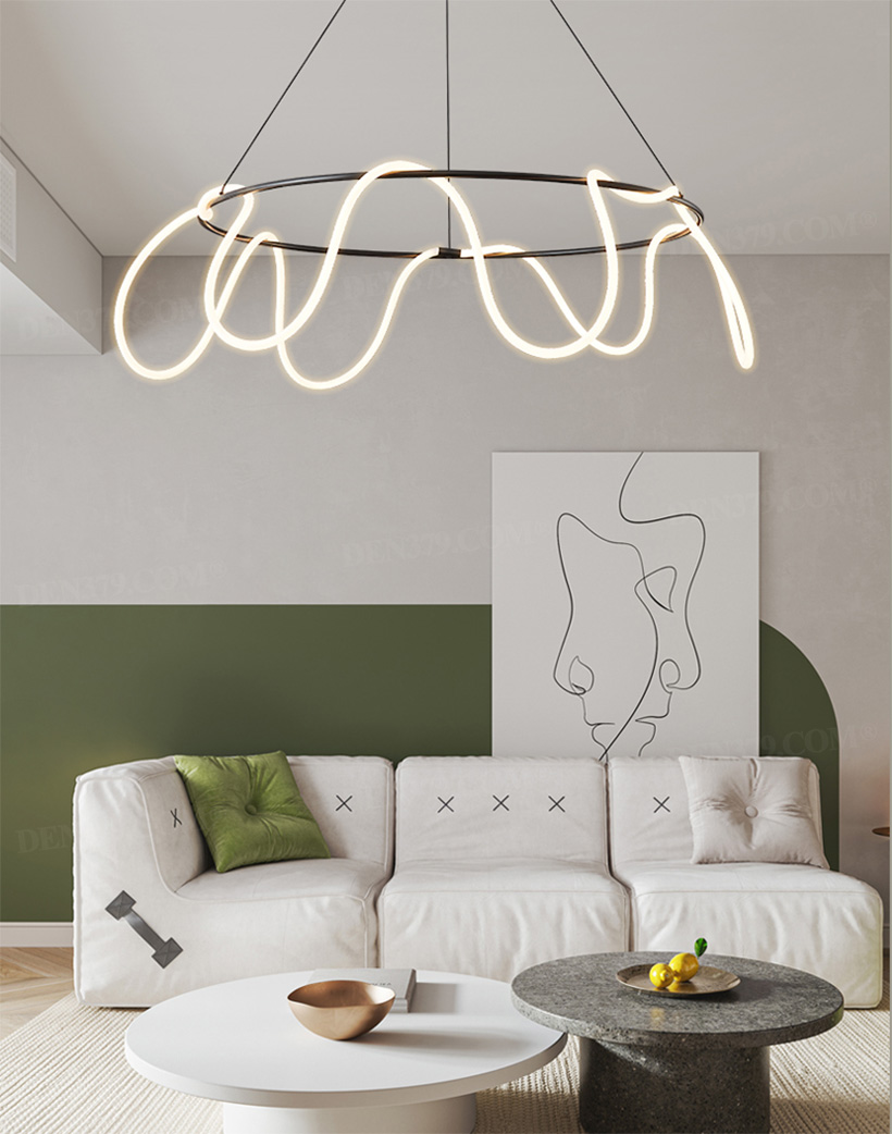 Đèn thả bằng đồng trang trí dây uốn lượn phát sáng 66904