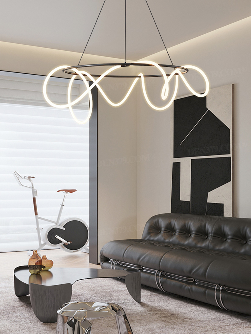 Đèn thả bằng đồng trang trí dây uốn lượn phát sáng 66904