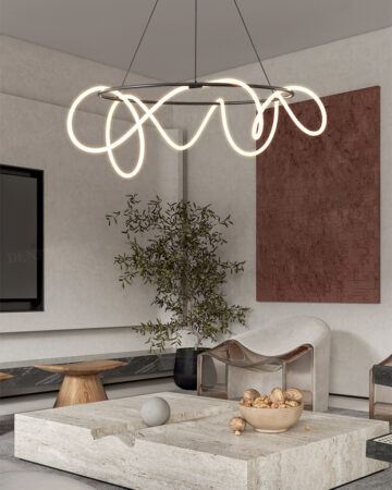 Đèn thả bằng đồng trang trí dây uốn lượn phát sáng 66904