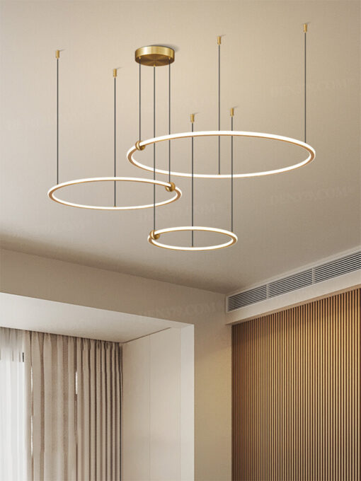 Đèn thả LED vòng tròn đồng cao cấp dây điều chỉnh độ dài 66924