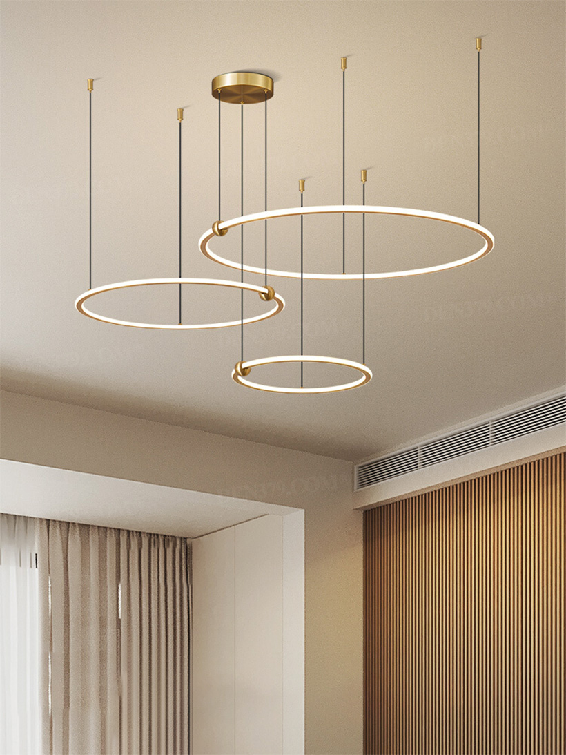 Đèn thả LED vòng tròn đồng cao cấp dây điều chỉnh độ dài 66924