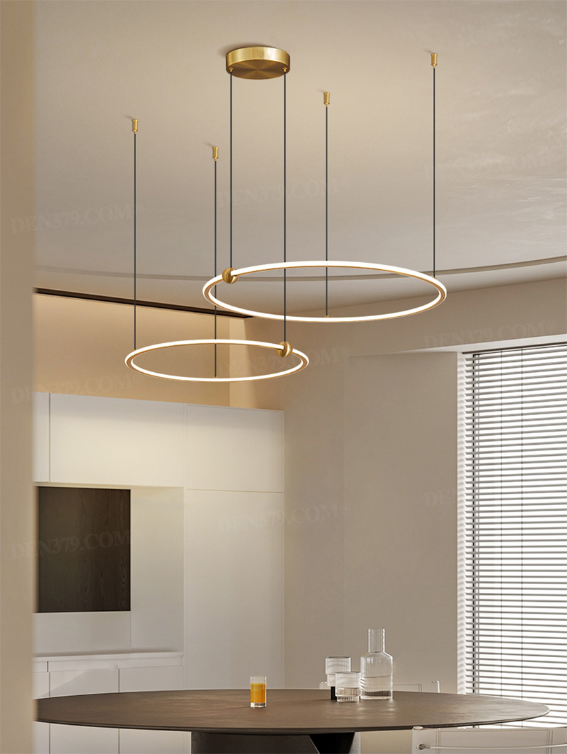 Đèn thả LED vòng tròn đồng cao cấp dây điều chỉnh độ dài 66924