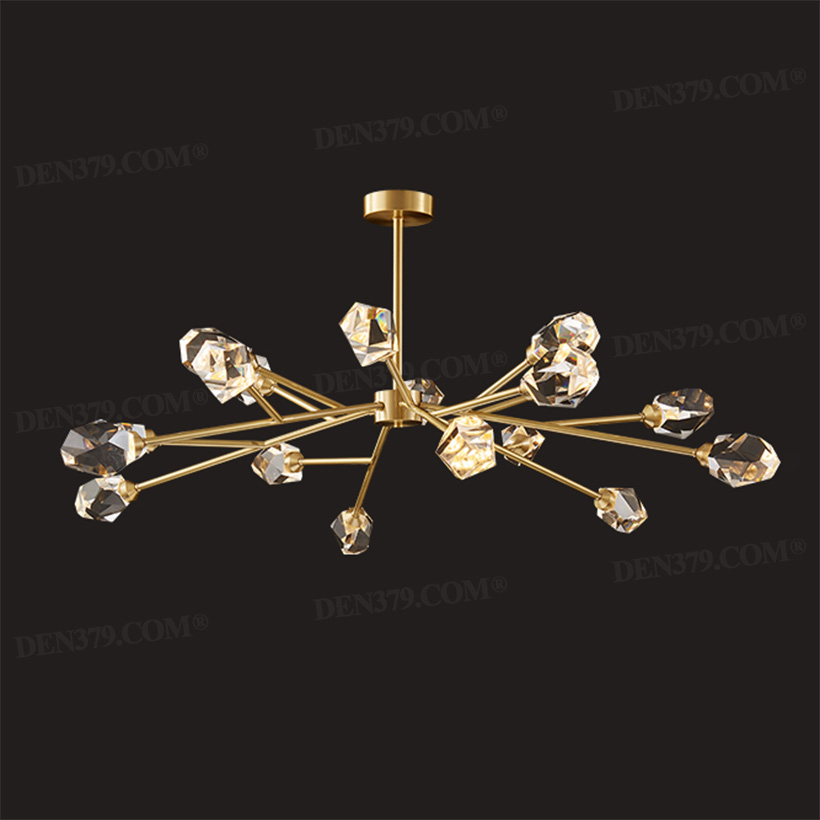 Đèn chùm thân đồng chụp khối pha lê 66745