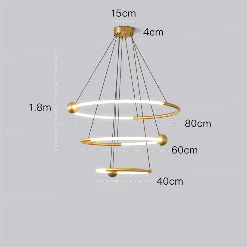 Đèn thả 3 vòng tròn mô phỏng các hành tinh thân đồng cao cấp 66810