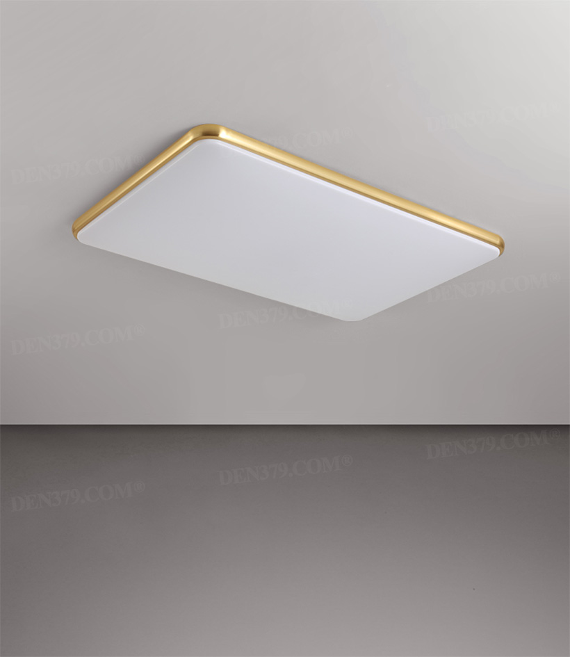 Đèn ốp trần hình chữ nhật viền đồng phong cách tối giản 67023