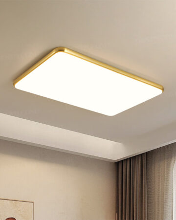 Đèn ốp trần hình chữ nhật viền đồng phong cách tối giản 67023