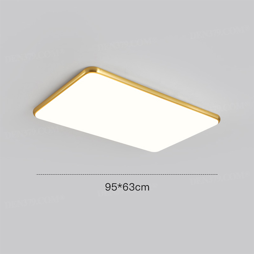Đèn ốp trần hình chữ nhật viền đồng phong cách tối giản 67023