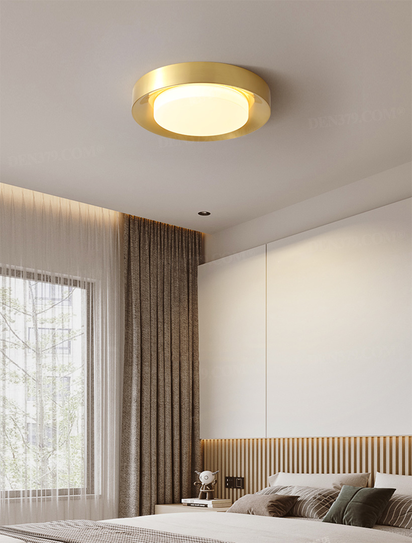 Đèn ốp trần phòng ngủ, phòng dưới 15m2 viền đồng cao cấp 67031