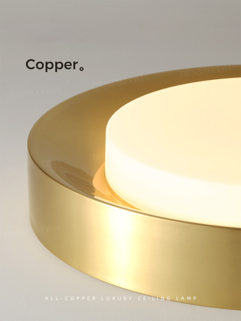 Đèn ốp trần phòng ngủ, phòng dưới 15m2 viền đồng cao cấp 67031