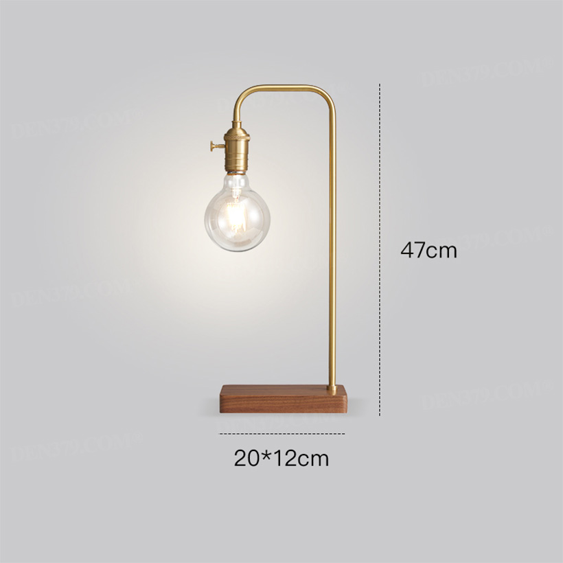 Đèn ngủ để bàn thân đồng đế gỗ cao cấp phong cách tối giản 67425