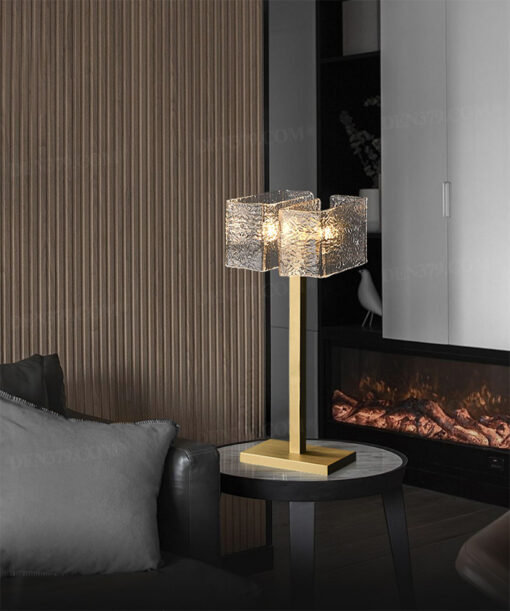 Đèn để bàn trang trí chụp thủy tinh vân nước cao cấp 67537