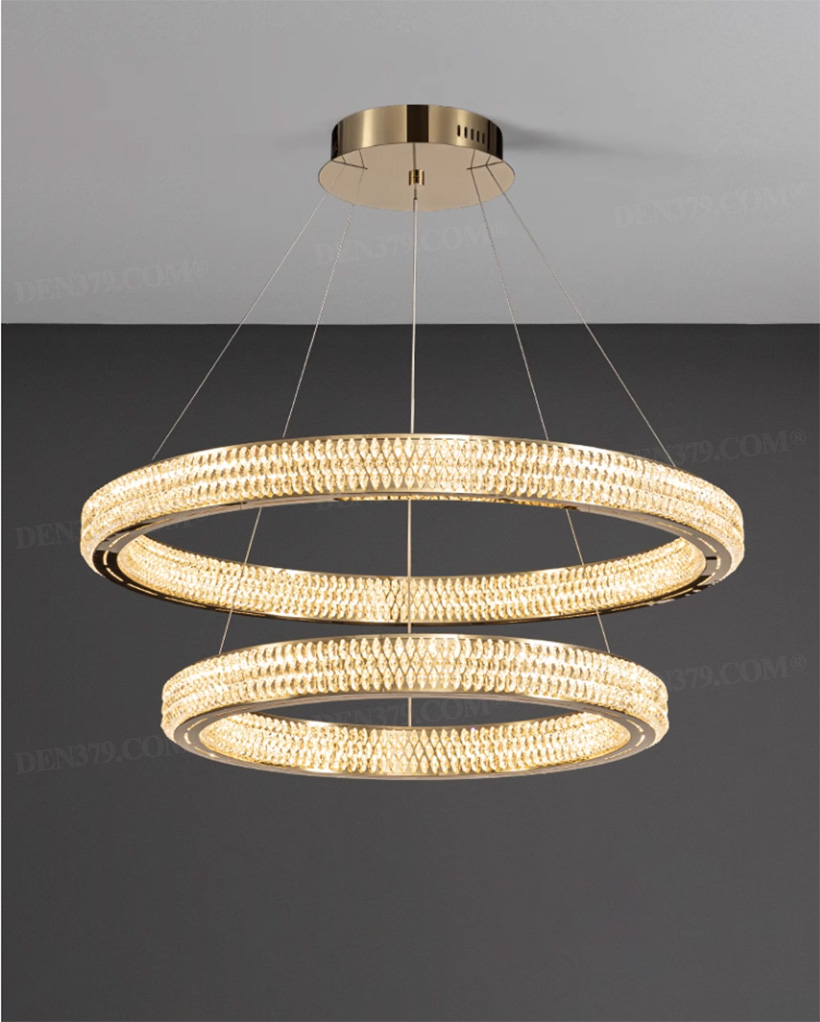 Đèn thả trang trí 2 vòng tròn pha lê cao cấp 67668