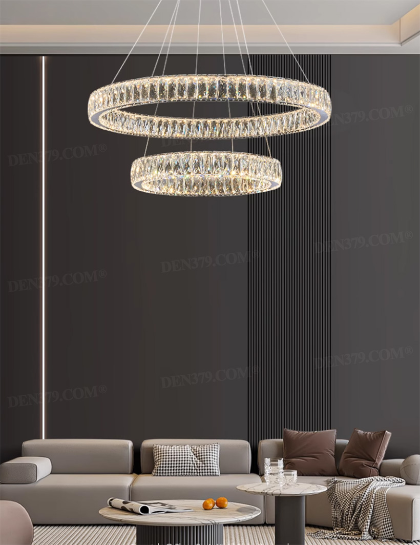 Đèn thả LED vòng tròn pha lê K9 phong cách hiện đại 67698