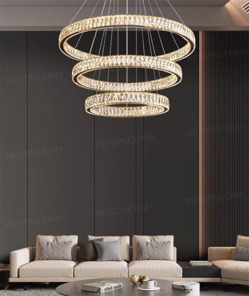 Đèn thả LED vòng tròn pha lê K9 phong cách hiện đại 67698